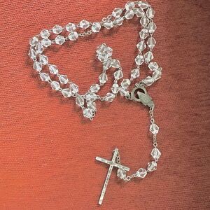 Clear beaded vintage rosary